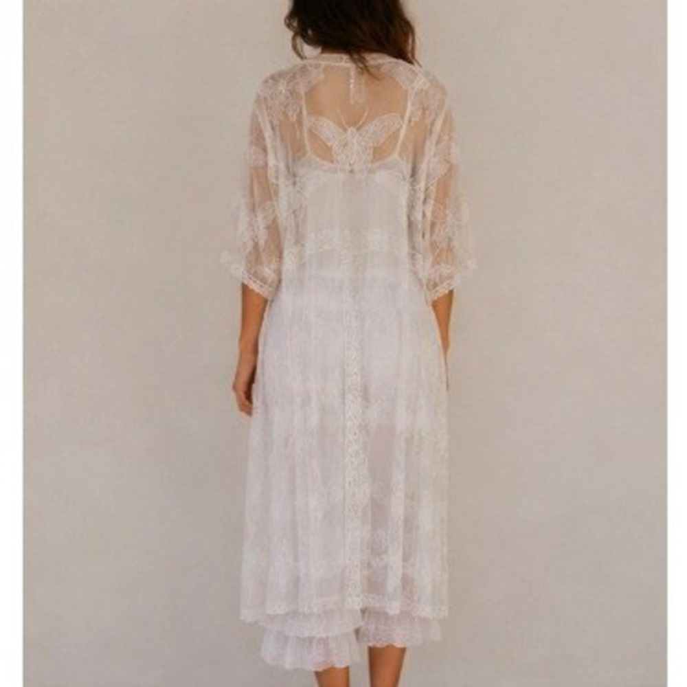 Butterfly Moth Embroidered Sheer Mesh Swim Cover OS Duster Boho Fairycore Beach